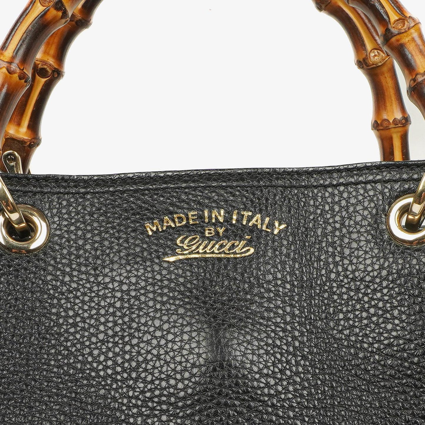 Gucci Große Bamboo Shopper Tragetasche mit Griff aus schwarzem genarbtem Leder