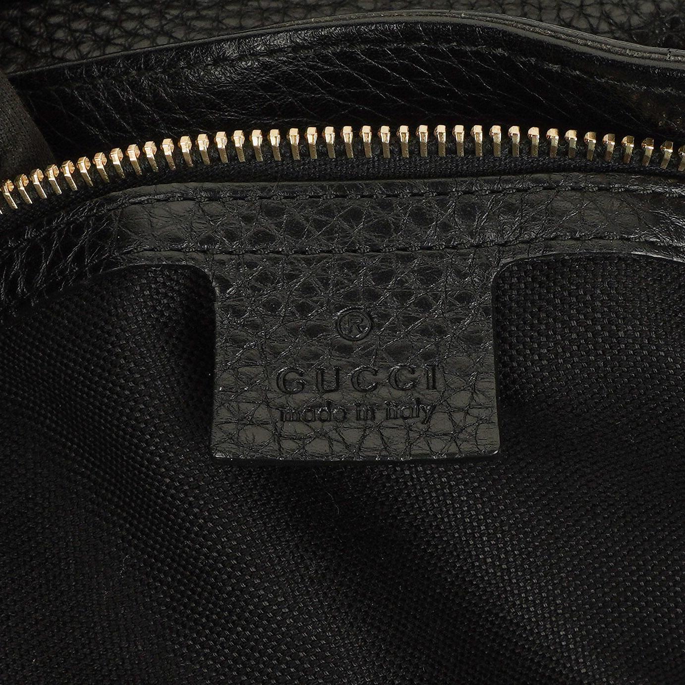 Gucci Große Bamboo Shopper Tragetasche mit Griff aus schwarzem genarbtem Leder