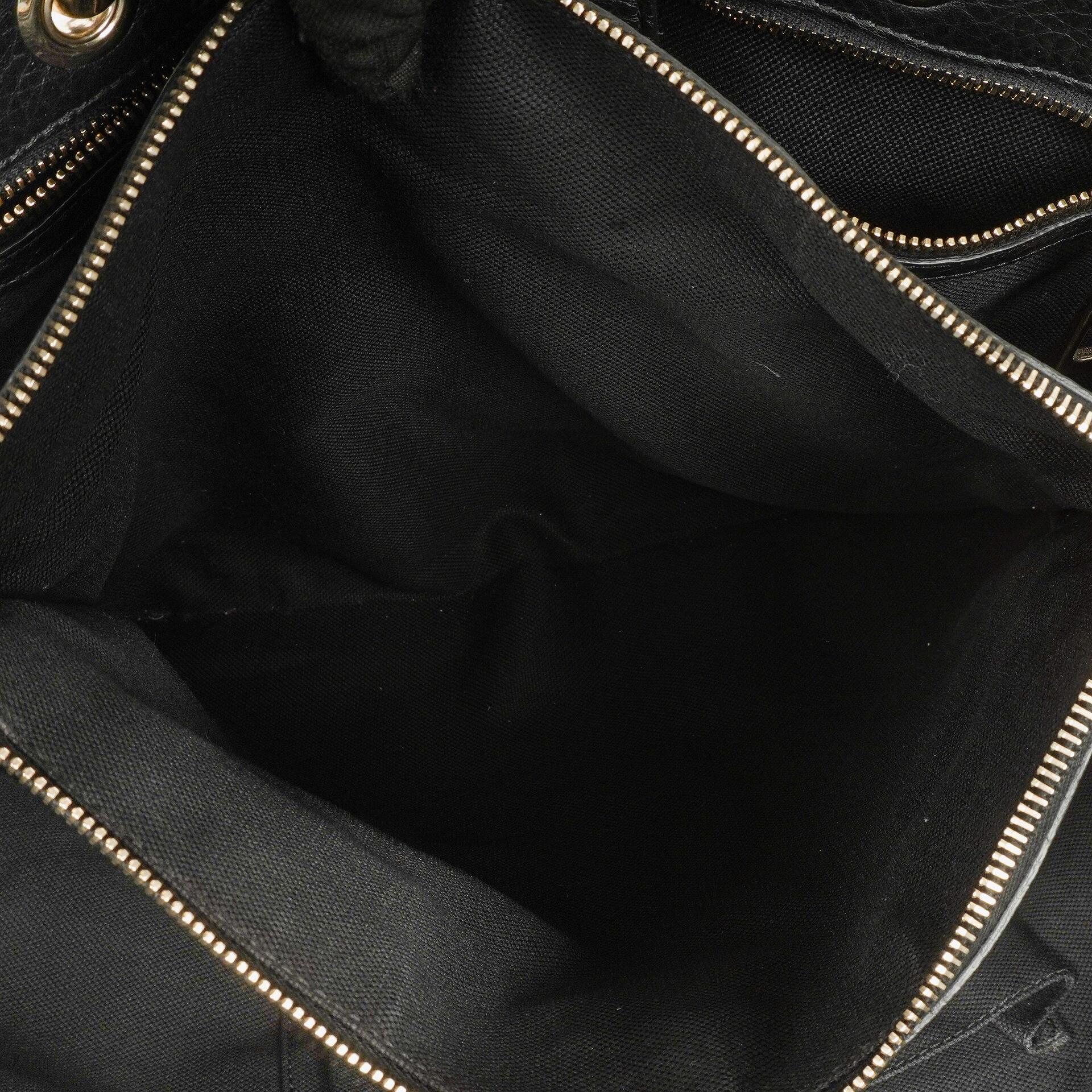 Gucci Große Bamboo Shopper Tragetasche mit Griff aus schwarzem genarbtem Leder