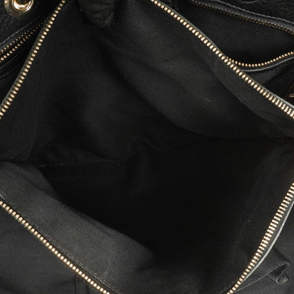 Gucci Große Bamboo Shopper Tragetasche mit Griff aus schwarzem genarbtem Leder