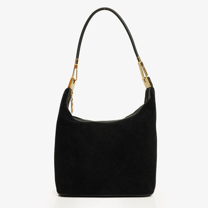 Gucci Schulter-Hobo-Tasche aus schwarzem Wildleder und Leder