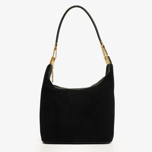 Gucci Schulter-Hobo-Tasche aus schwarzem Wildleder und Leder