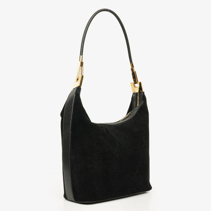 Gucci Schulter-Hobo-Tasche aus schwarzem Wildleder und Leder