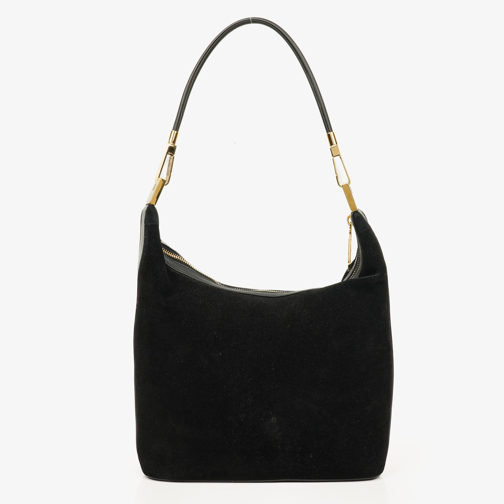 Gucci Schulter-Hobo-Tasche aus schwarzem Wildleder und Leder