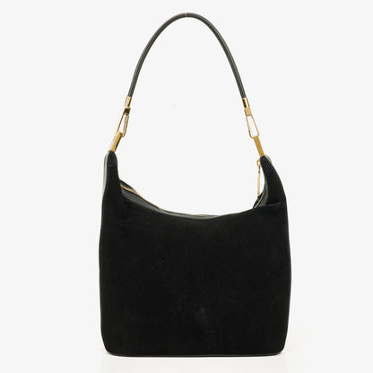 Gucci Schulter-Hobo-Tasche aus schwarzem Wildleder und Leder
