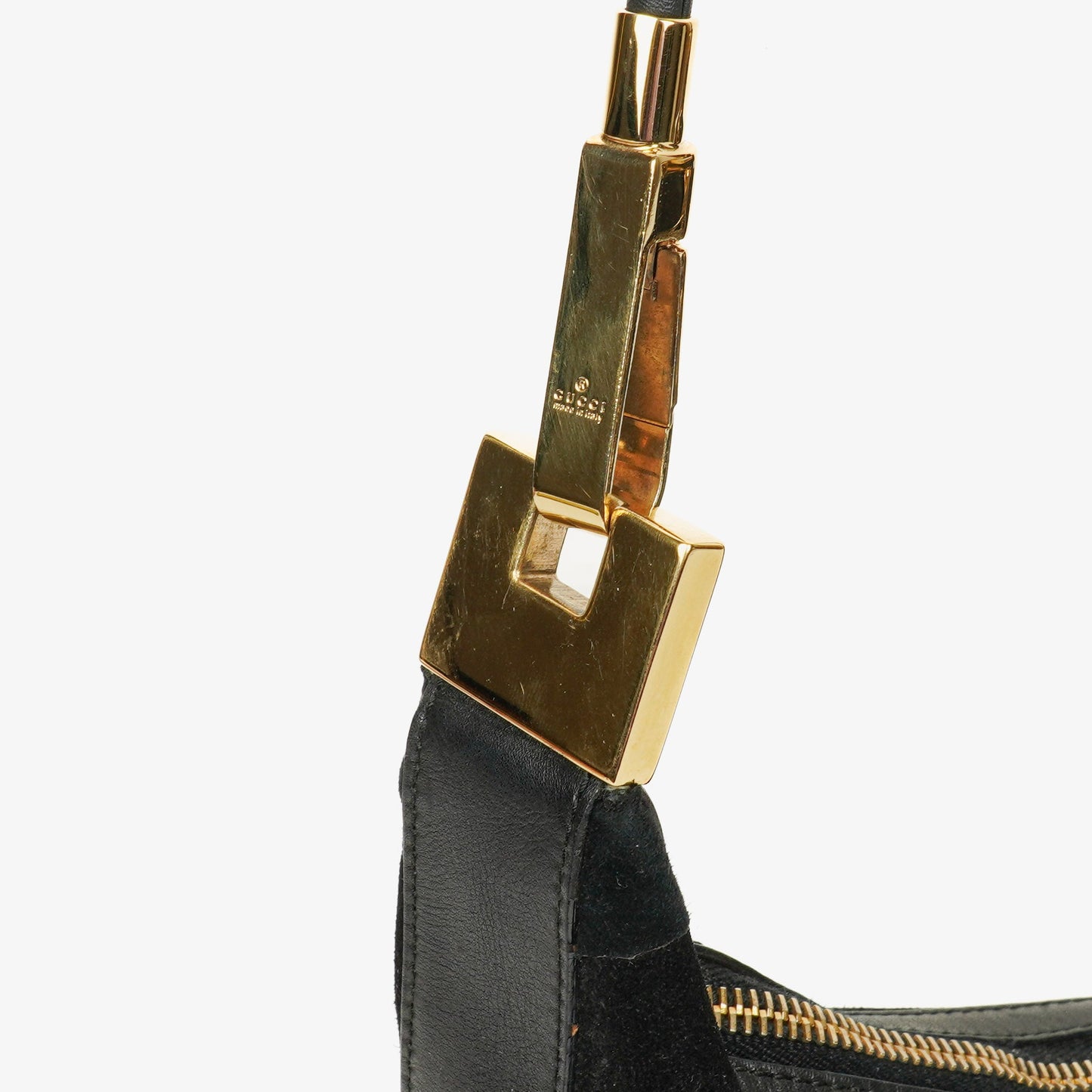 Gucci Schulter-Hobo-Tasche aus schwarzem Wildleder und Leder