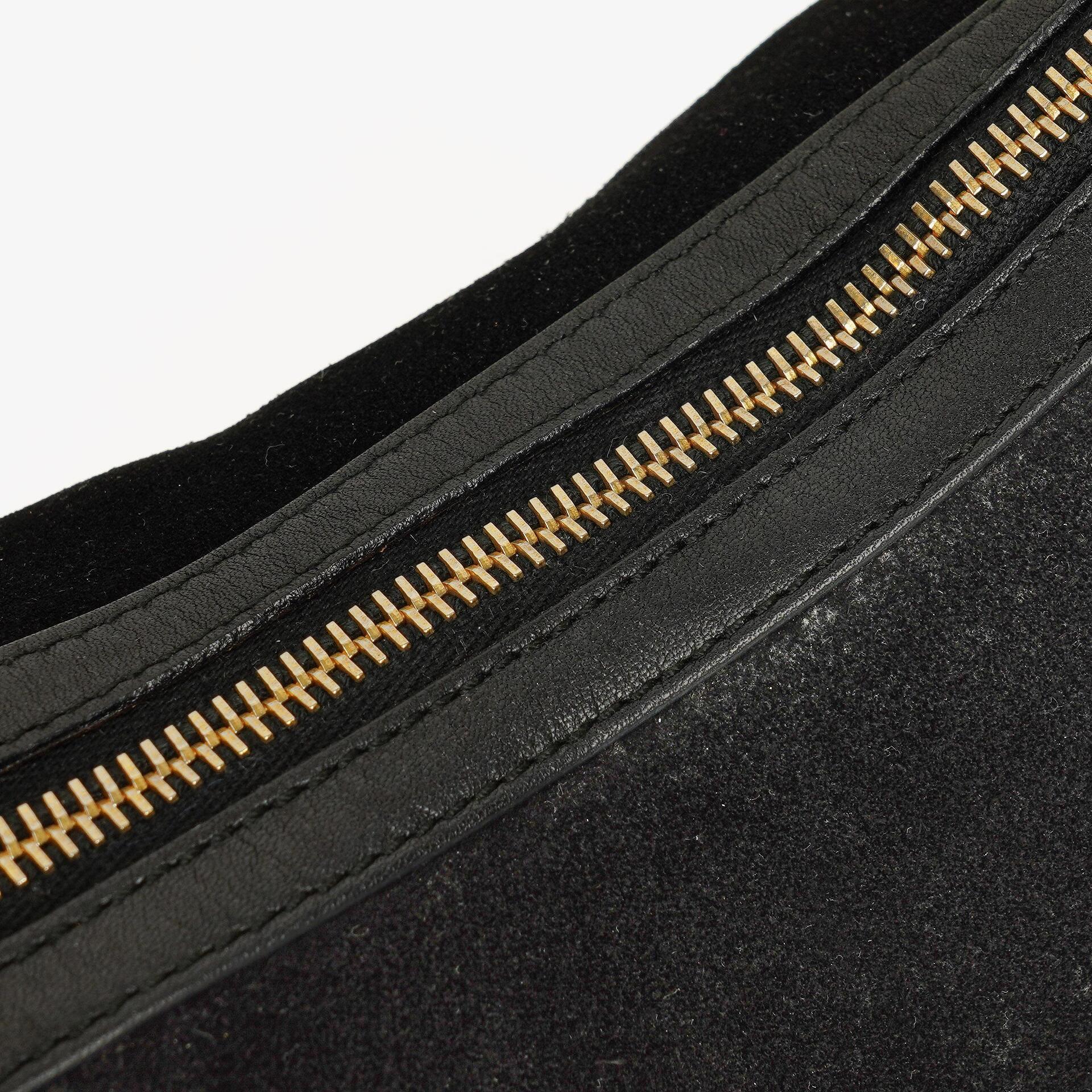Gucci Schulter-Hobo-Tasche aus schwarzem Wildleder und Leder