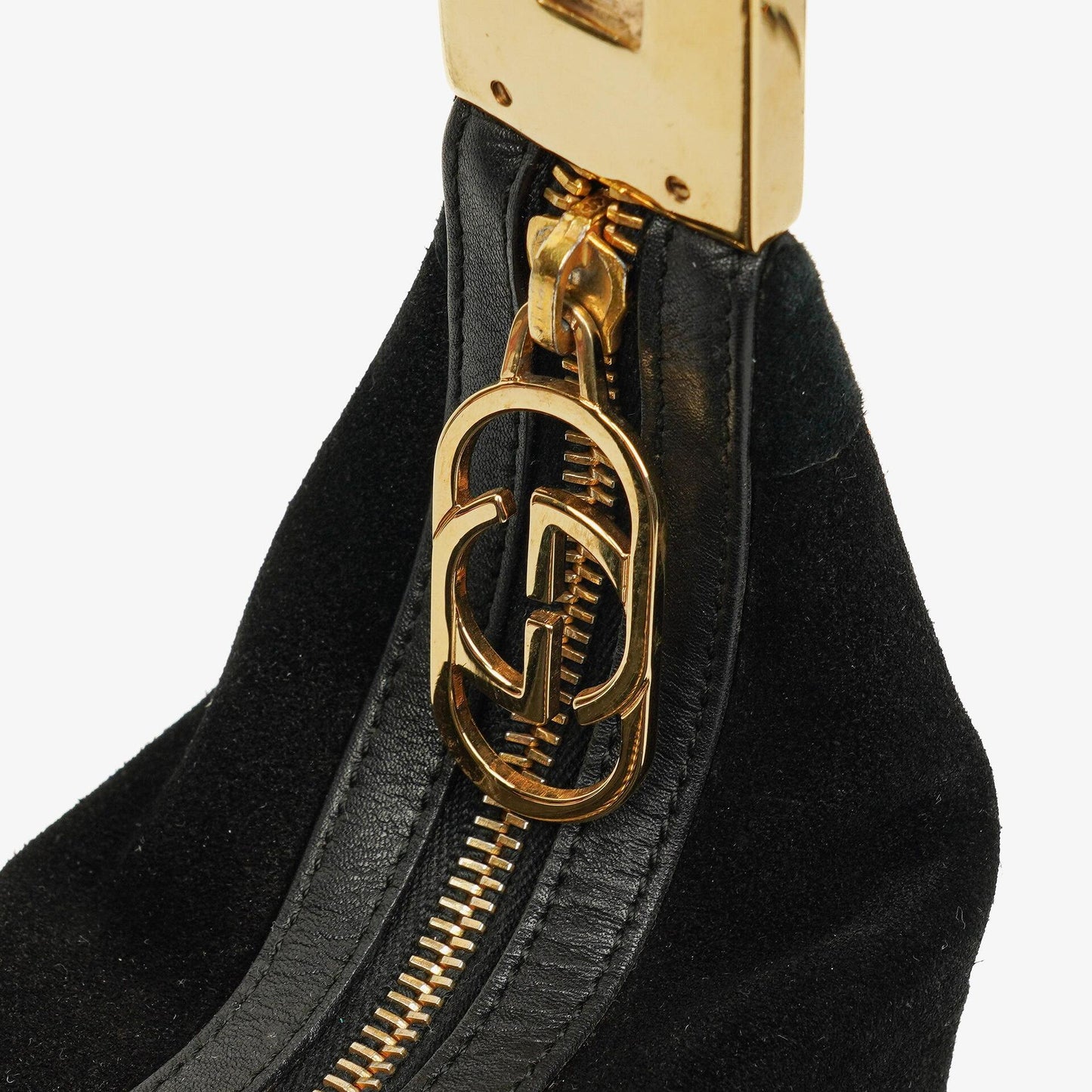 Gucci Schulter-Hobo-Tasche aus schwarzem Wildleder und Leder