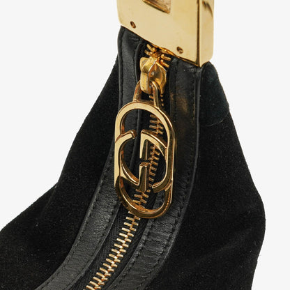 Gucci Schulter-Hobo-Tasche aus schwarzem Wildleder und Leder