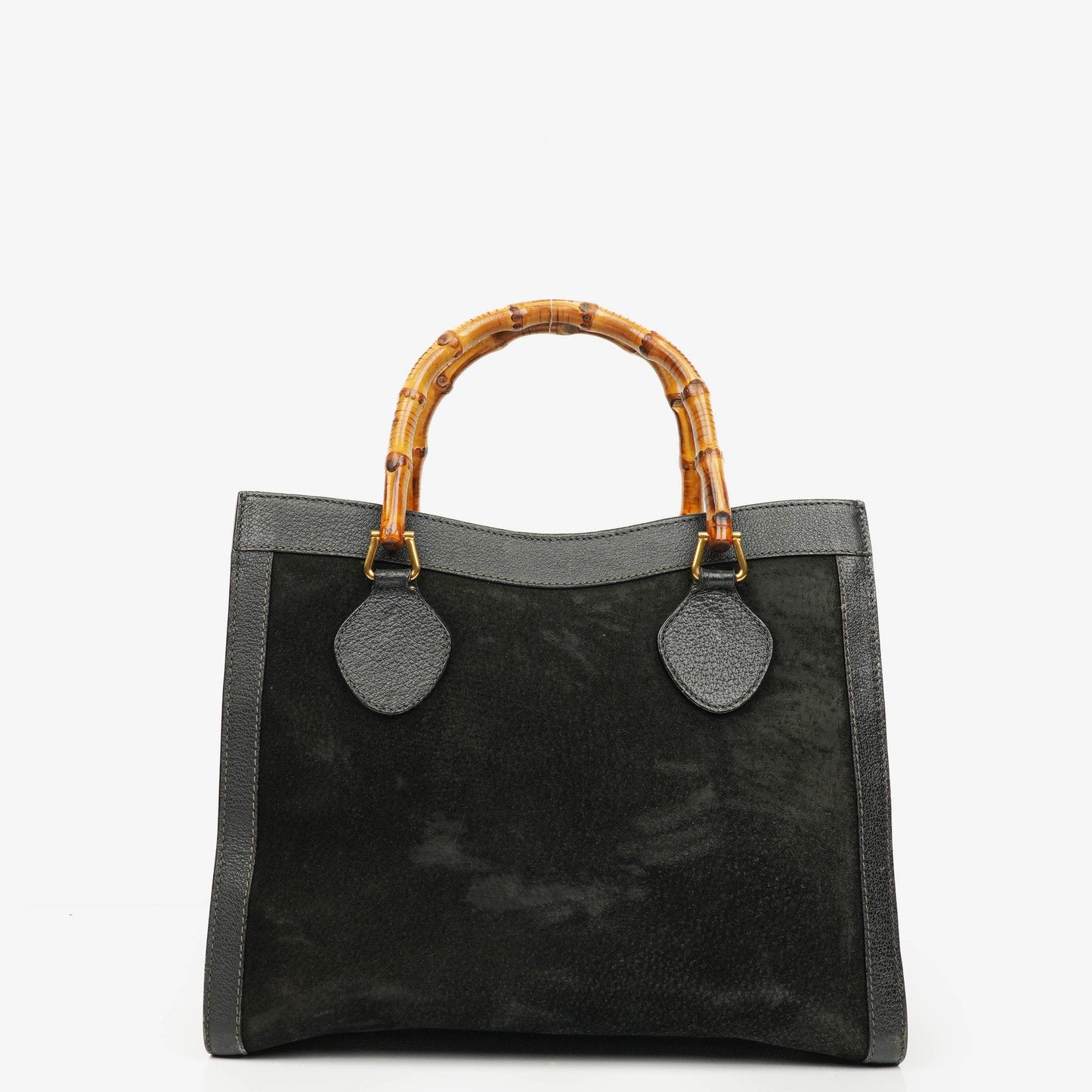 Gucci Diana Bamboo Tote aus schwarzem Vintage-Wildleder und Leder