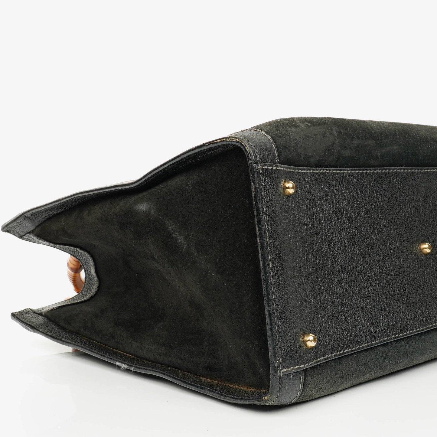 Gucci Diana Bamboo Tote aus schwarzem Vintage-Wildleder und Leder