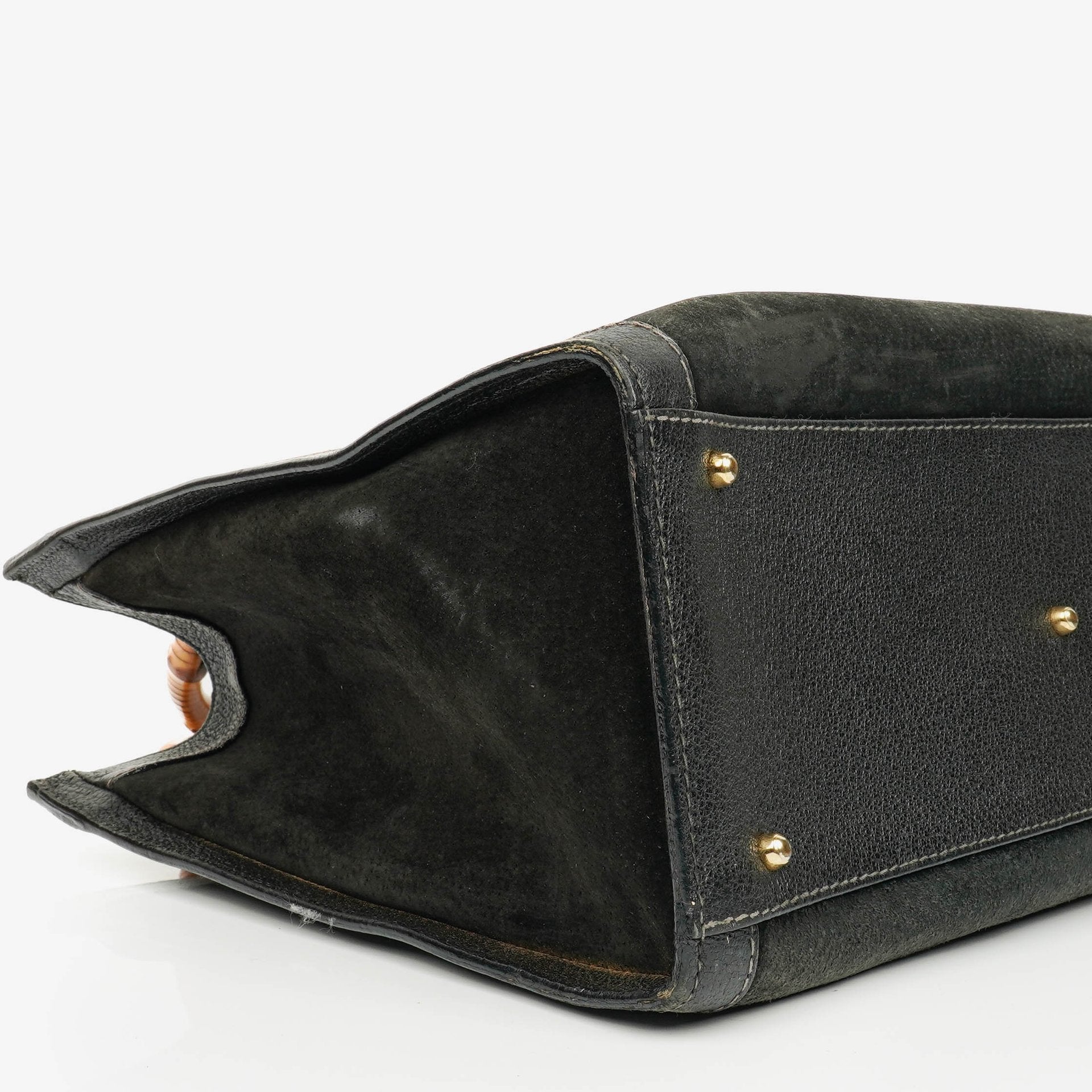 Gucci Diana Bamboo Tote aus schwarzem Vintage-Wildleder und Leder