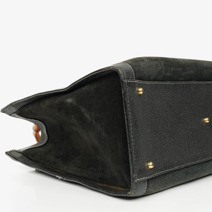 Gucci Diana Bamboo Tote aus schwarzem Vintage-Wildleder und Leder