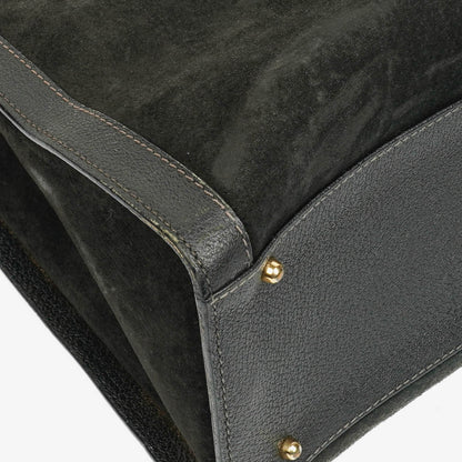 Gucci Diana Bamboo Tote aus schwarzem Vintage-Wildleder und Leder