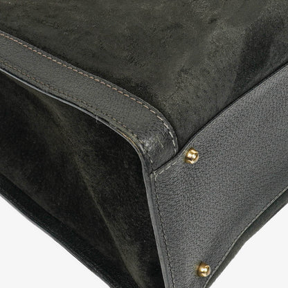 Gucci Diana Bamboo Tote aus schwarzem Vintage-Wildleder und Leder