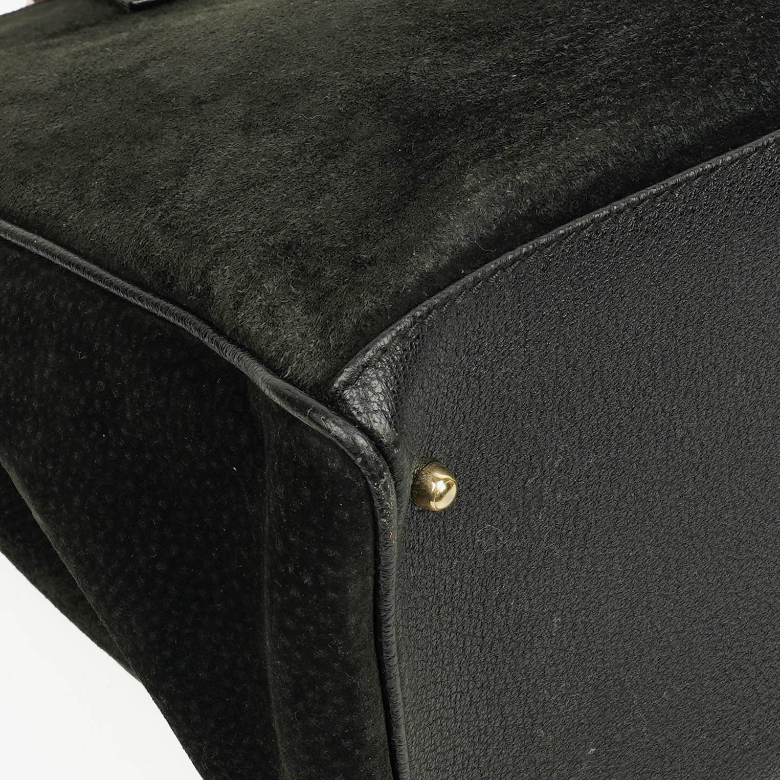 Gucci Vintage Tote aus schwarzem Wildleder mit Bambus