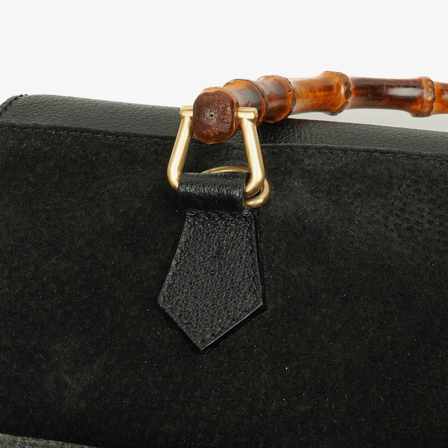 Gucci Vintage Tote aus schwarzem Wildleder mit Bambus