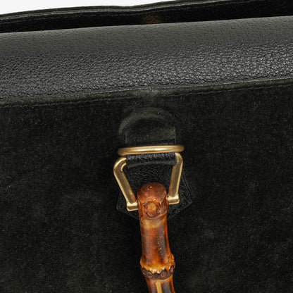 Gucci Vintage Tote aus schwarzem Wildleder mit Bambus