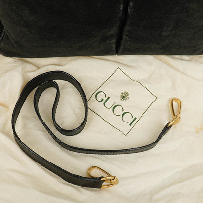 Gucci Vintage Tote aus schwarzem Wildleder mit Bambus