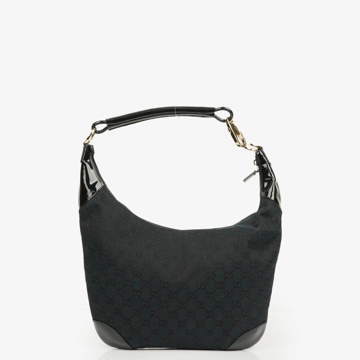 Gucci Ring Hobo Bag aus schwarz/navy GG Canvas mit geflochtenem Griff