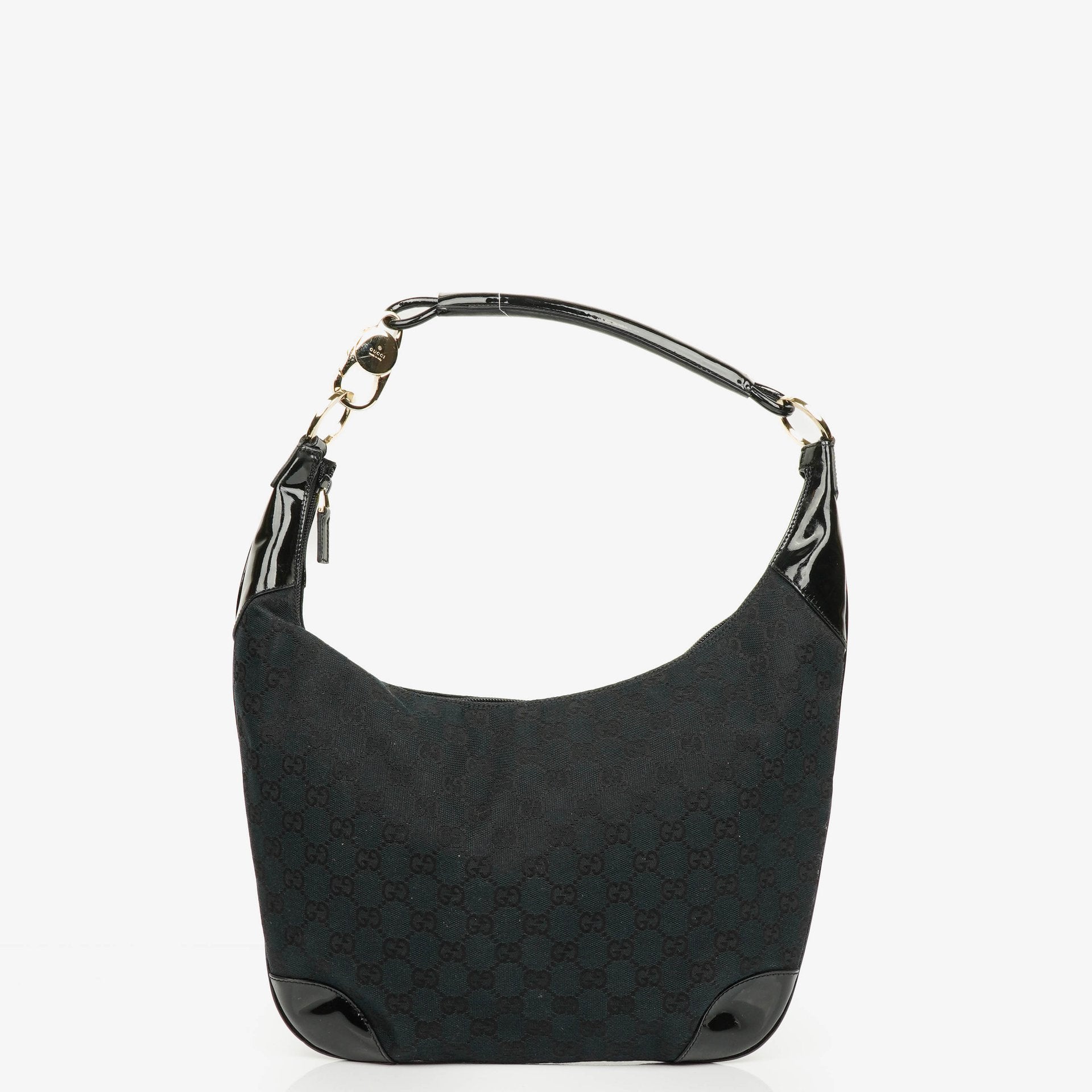 Gucci Ring Hobo Bag aus schwarz/navy GG Canvas mit geflochtenem Griff