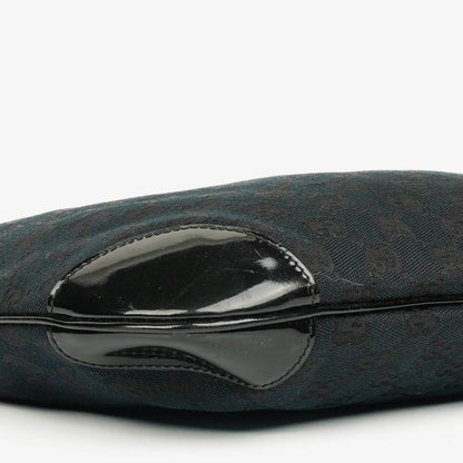 Gucci Ring Hobo Bag aus schwarz/navy GG Canvas mit geflochtenem Griff