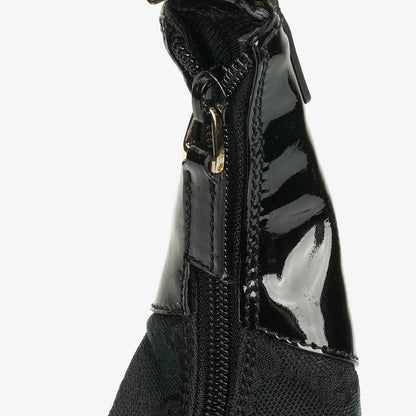 Gucci Ring Hobo Bag aus schwarz/navy GG Canvas mit geflochtenem Griff