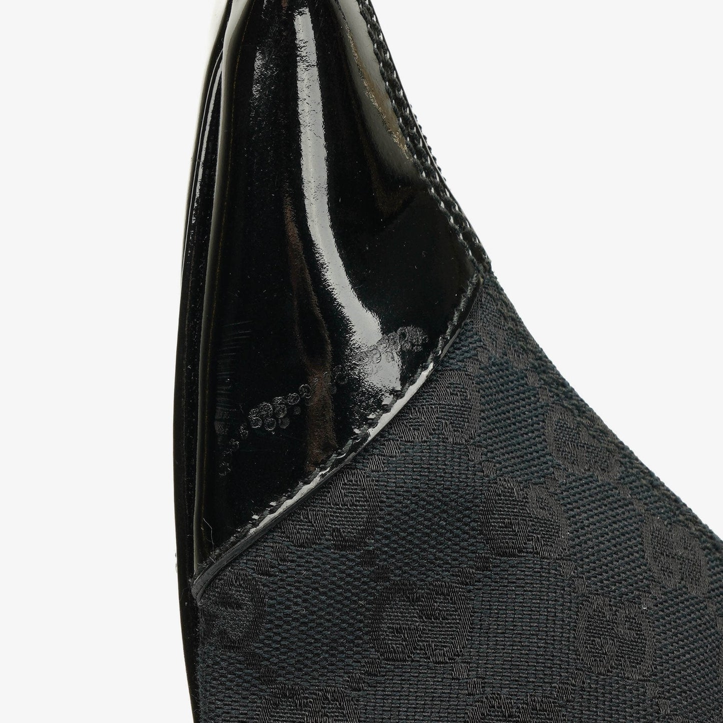 Gucci Ring Hobo Bag aus schwarz/navy GG Canvas mit geflochtenem Griff