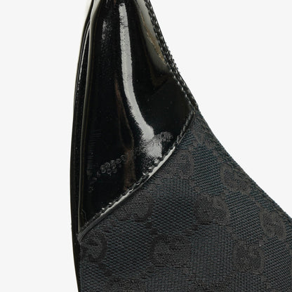 Gucci Ring Hobo Bag aus schwarz/navy GG Canvas mit geflochtenem Griff
