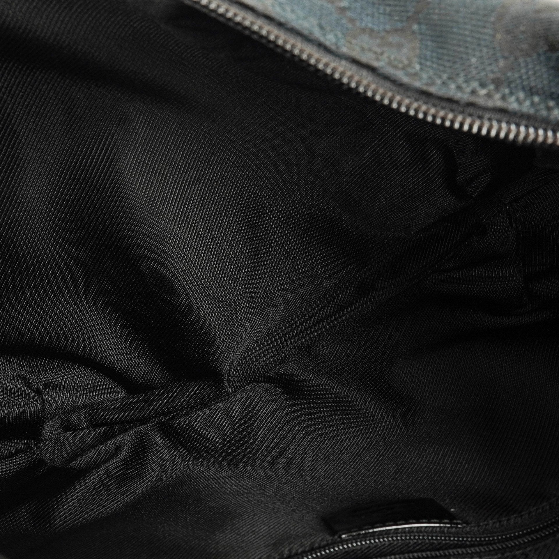 Gucci Ring Hobo Bag aus schwarz/navy GG Canvas mit geflochtenem Griff