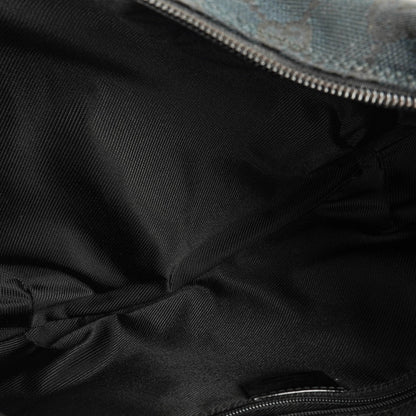 Gucci Ring Hobo Bag aus schwarz/navy GG Canvas mit geflochtenem Griff