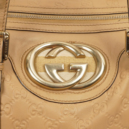 Gucci Britt Beigefarbene Guccissima Leder Boston Tasche