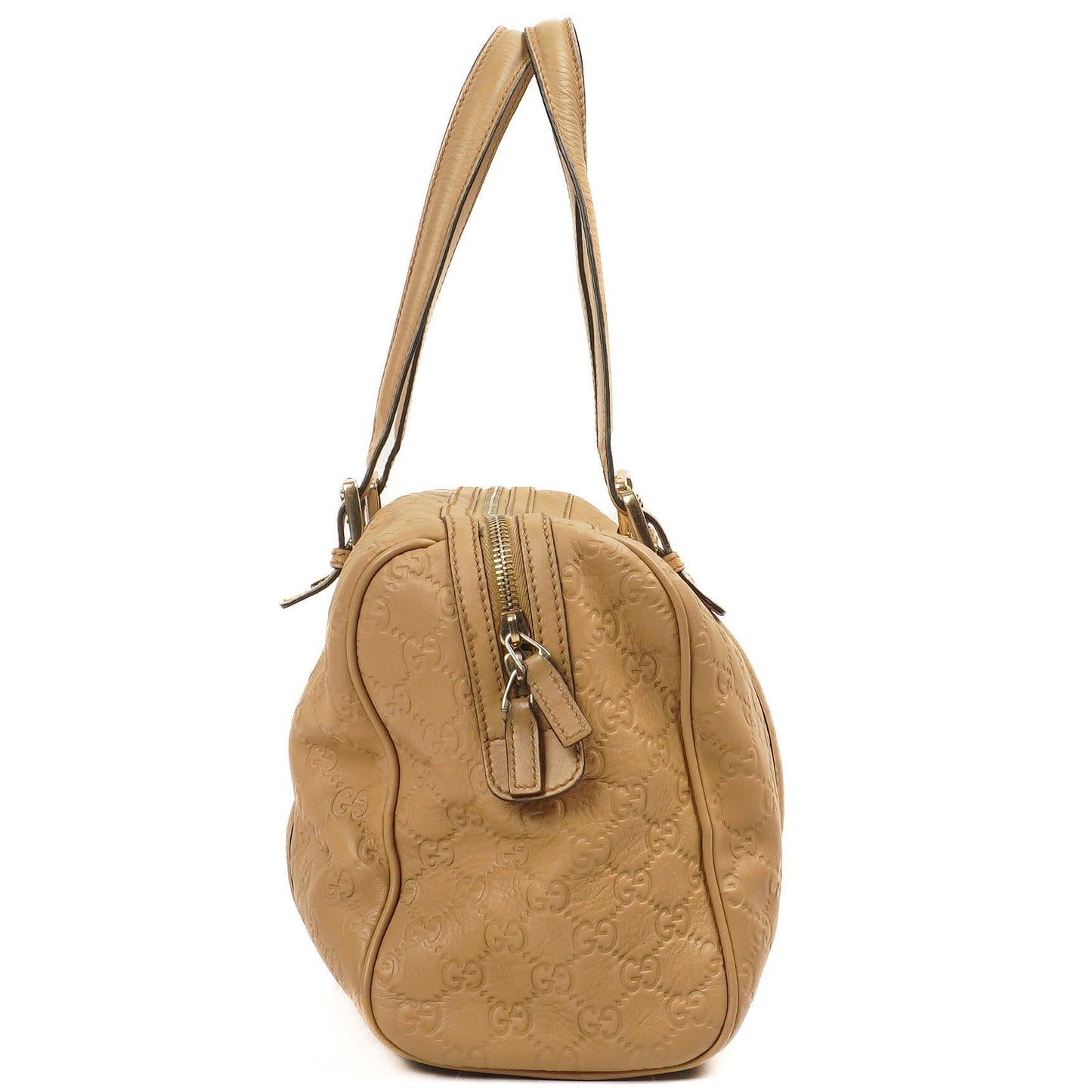 Gucci Britt Beigefarbene Guccissima Leder Boston Tasche