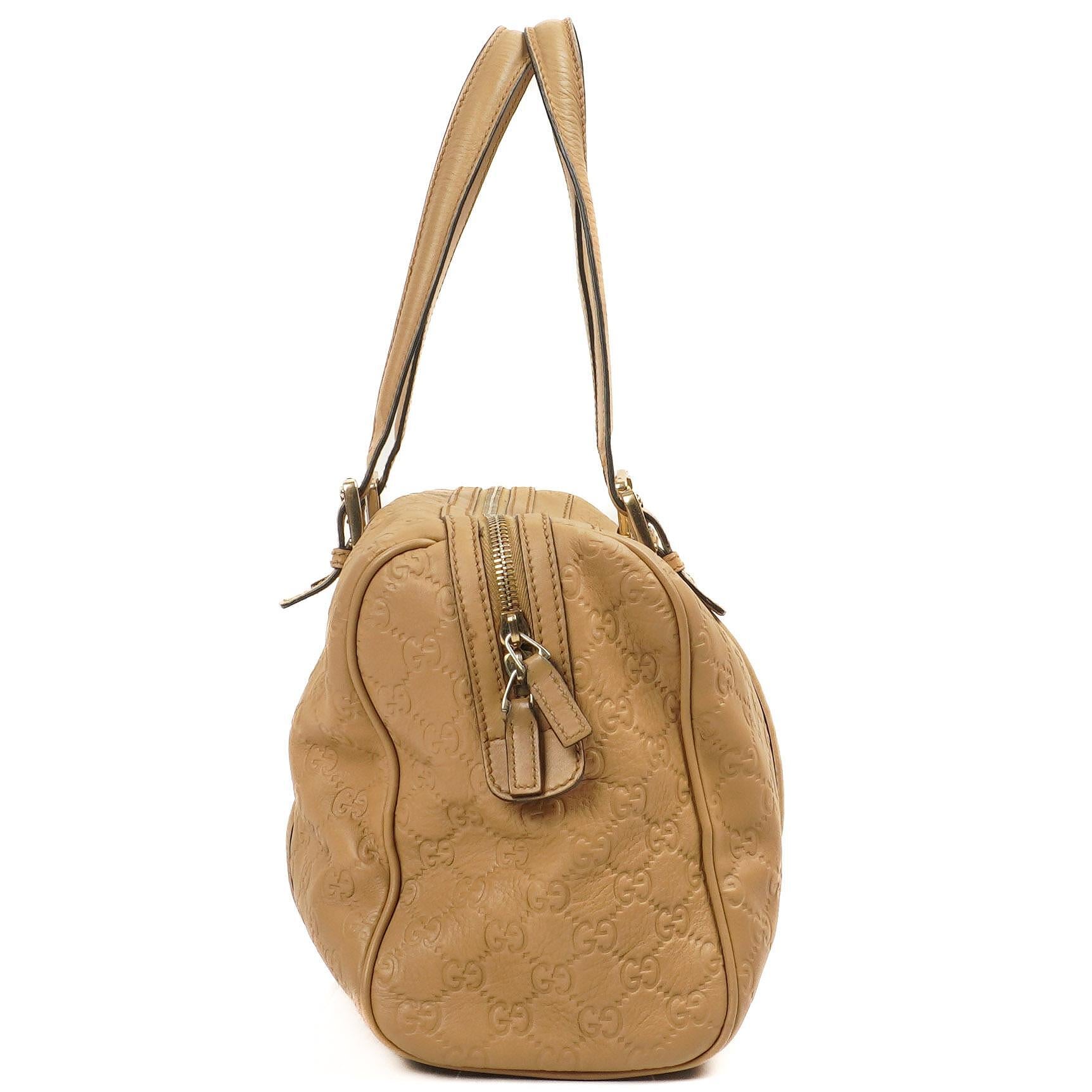 Gucci Britt Beigefarbene Guccissima Leder Boston Tasche