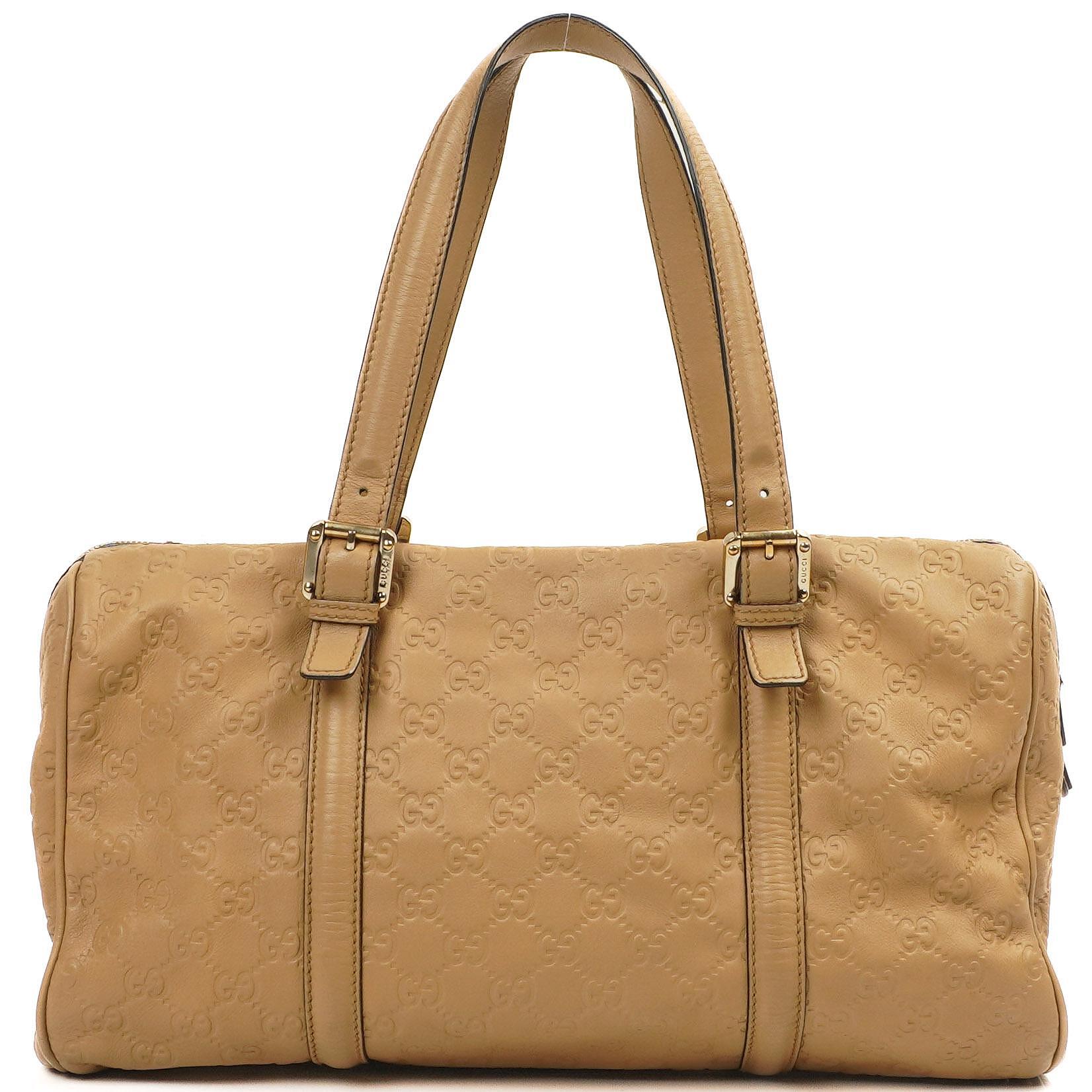 Gucci Britt Beigefarbene Guccissima Leder Boston Tasche