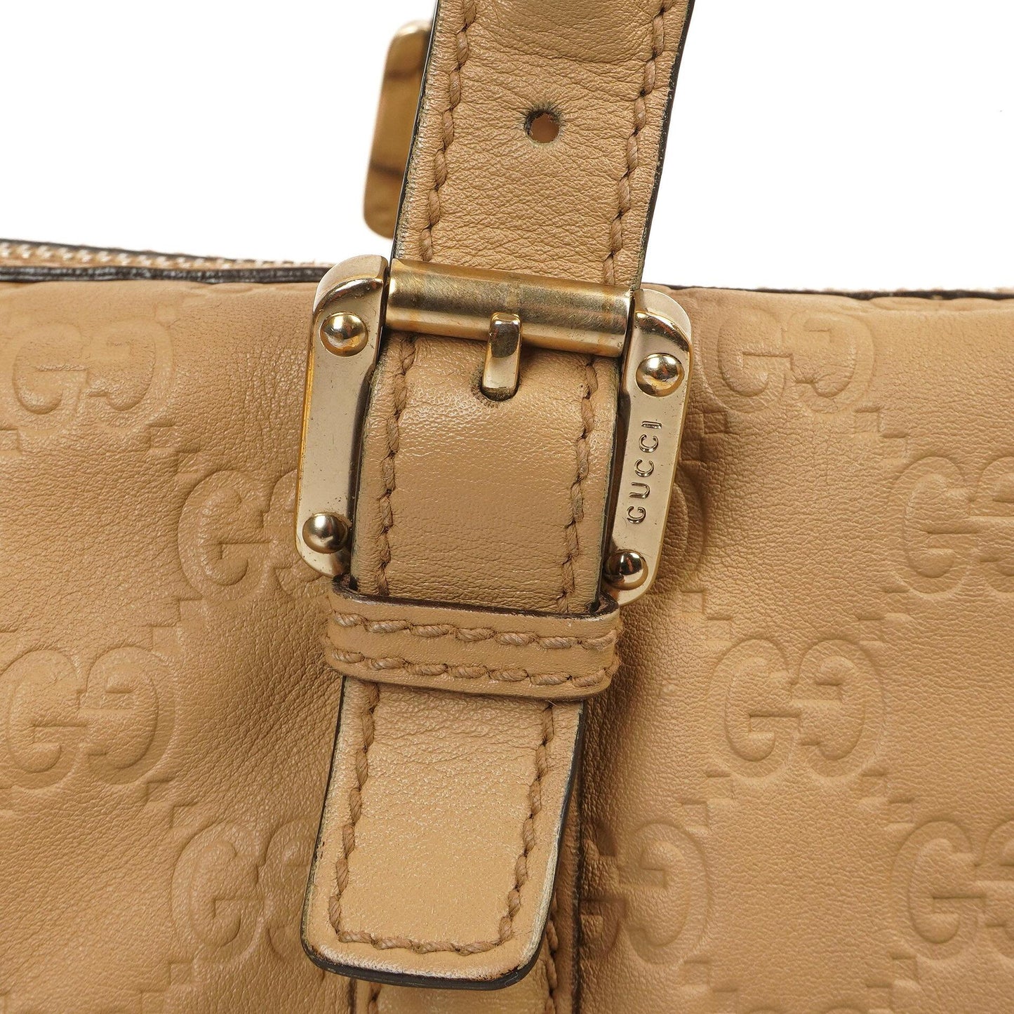 Gucci Britt Beigefarbene Guccissima Leder Boston Tasche
