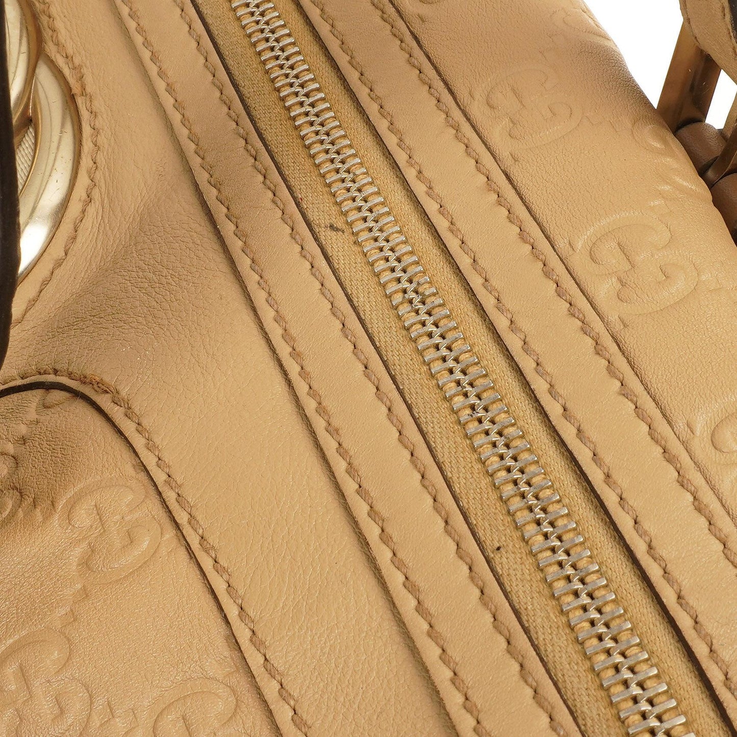 Gucci Britt Beigefarbene Guccissima Leder Boston Tasche
