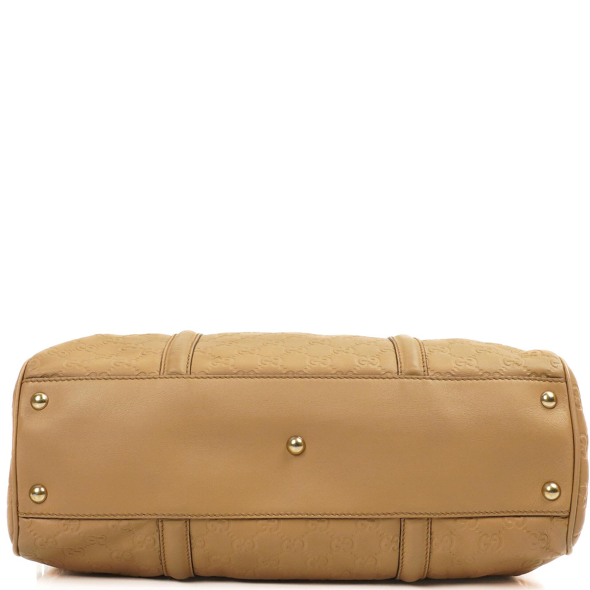 Gucci Britt Beigefarbene Guccissima Leder Boston Tasche