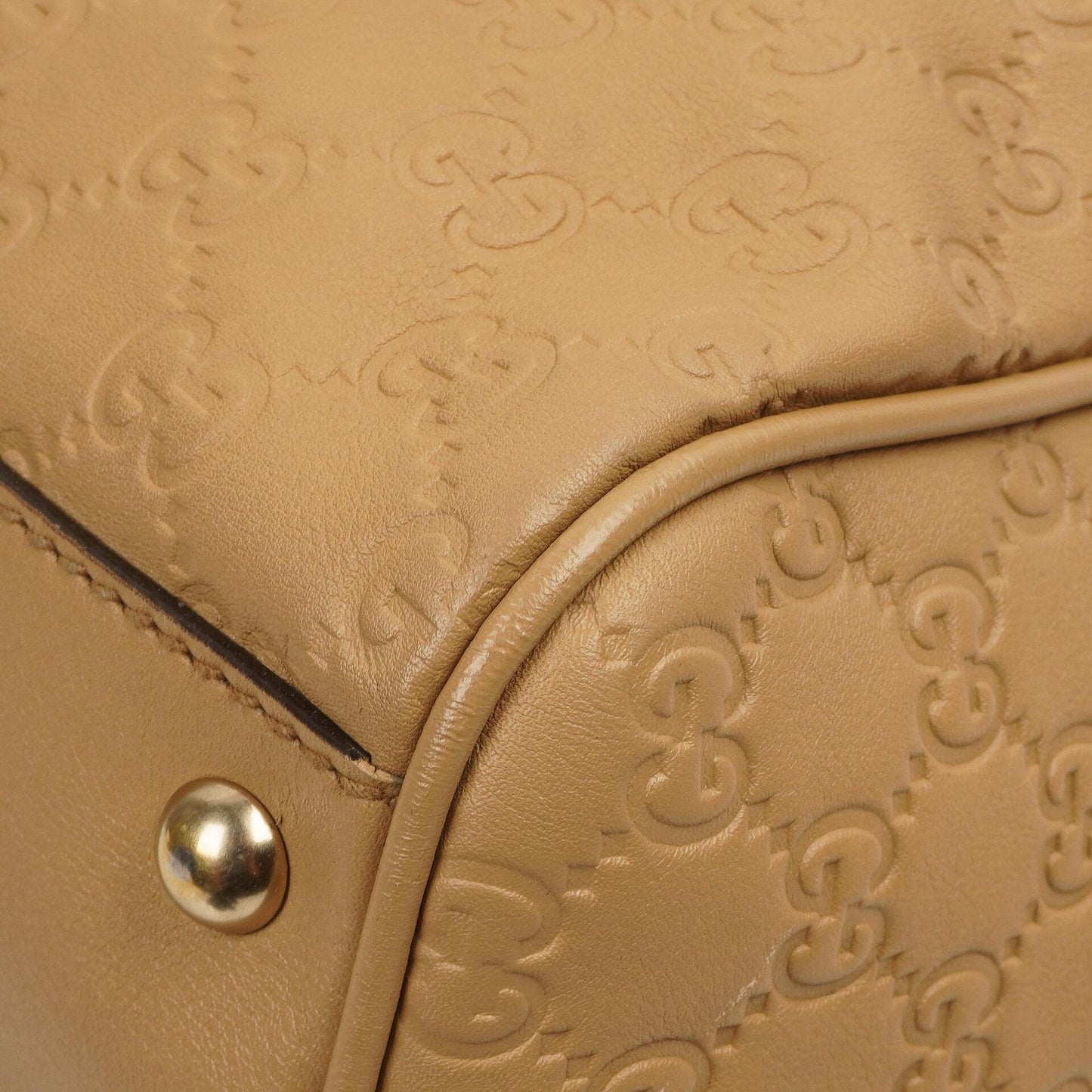 Gucci Britt Beigefarbene Guccissima Leder Boston Tasche