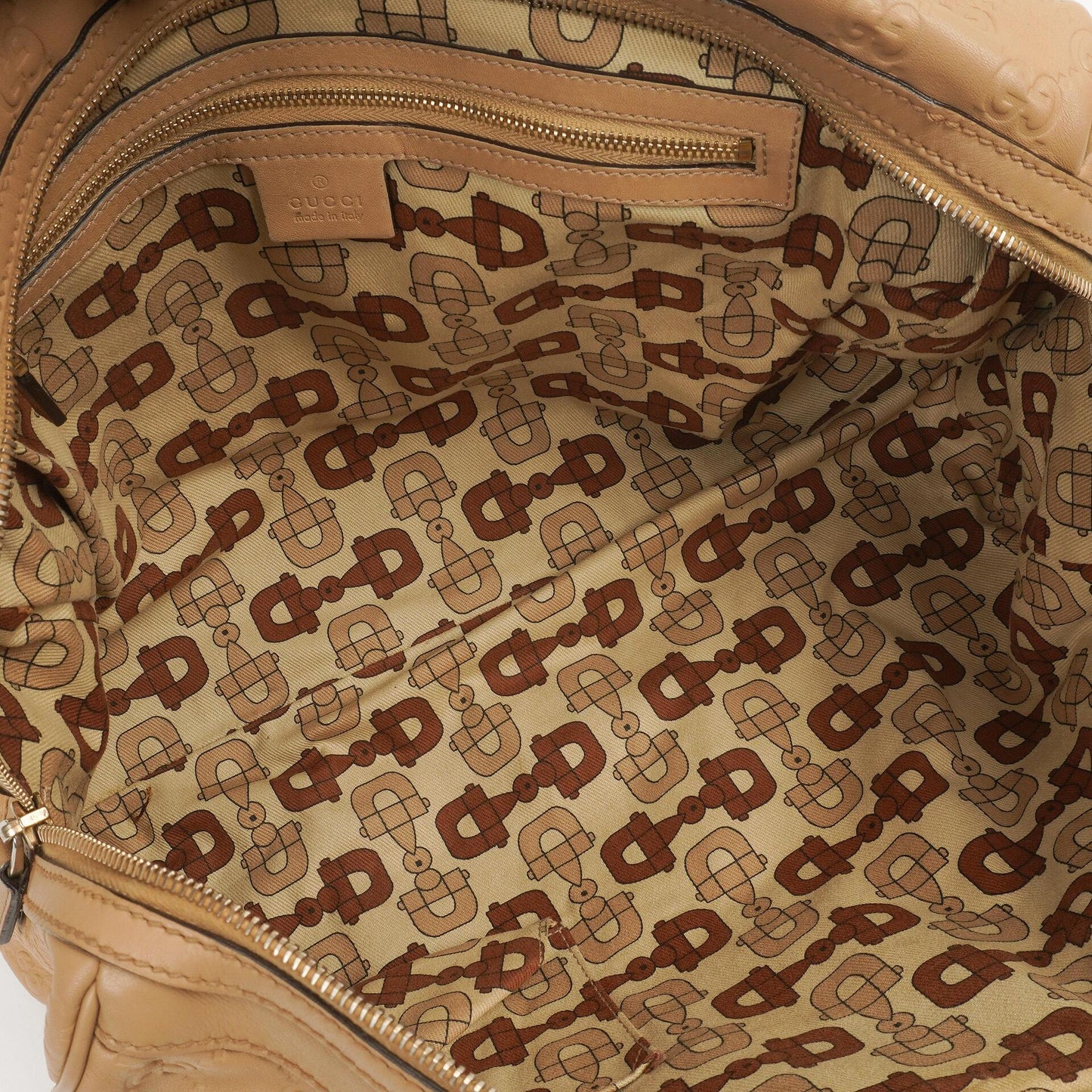 Gucci Britt Beigefarbene Guccissima Leder Boston Tasche