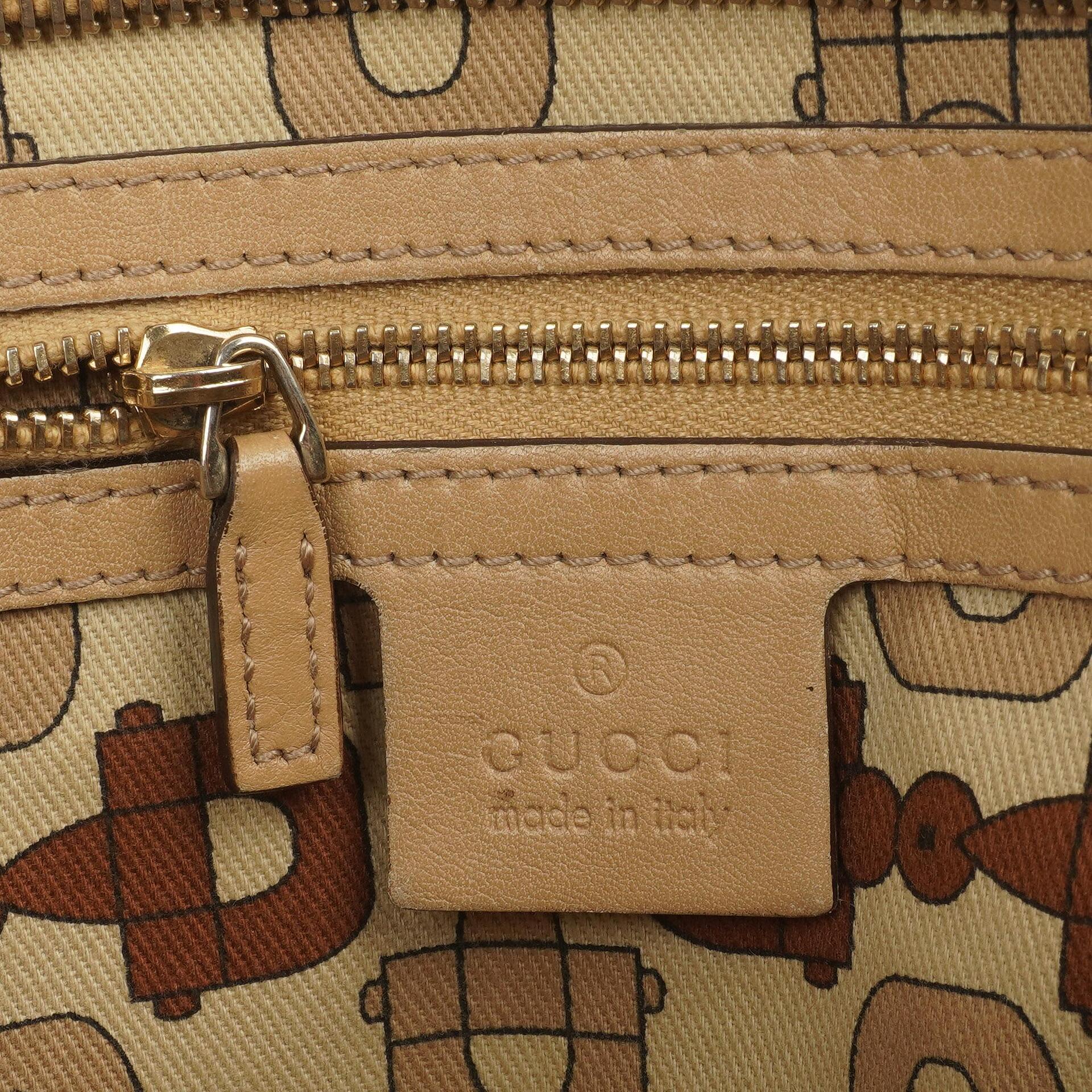 Gucci Britt Beigefarbene Guccissima Leder Boston Tasche