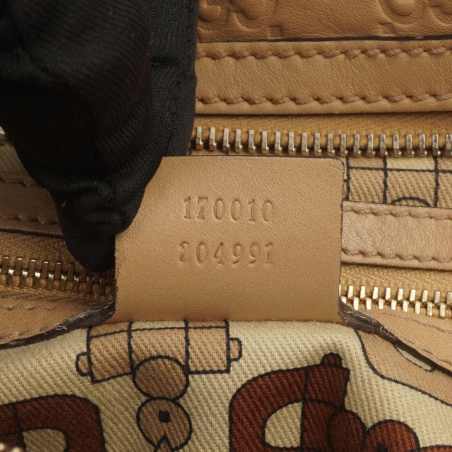 Gucci Britt Beigefarbene Guccissima Leder Boston Tasche