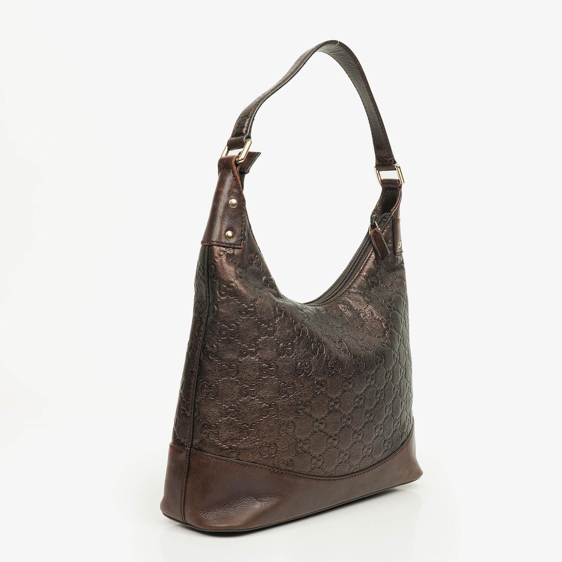 Gucci Hobo Bag aus Guccissima Leder in Bronze