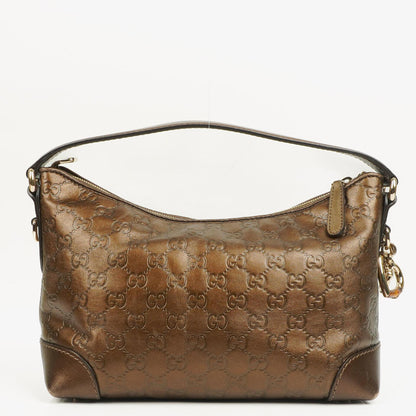 Gucci Heart Bit Hobo-Tasche aus bronzefarbenem Metallic Guccissima Leder