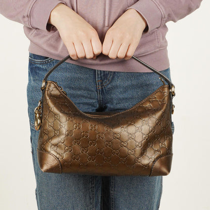 Gucci Heart Bit Hobo-Tasche aus bronzefarbenem Metallic Guccissima Leder