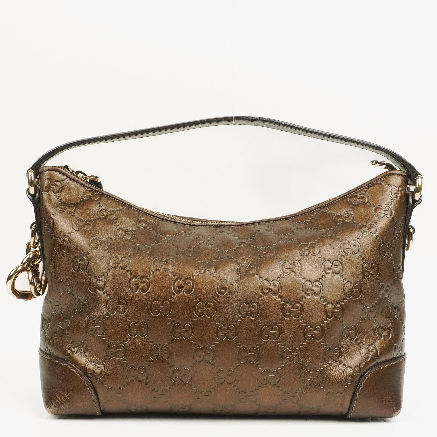 Gucci Heart Bit Hobo-Tasche aus bronzefarbenem Metallic Guccissima Leder