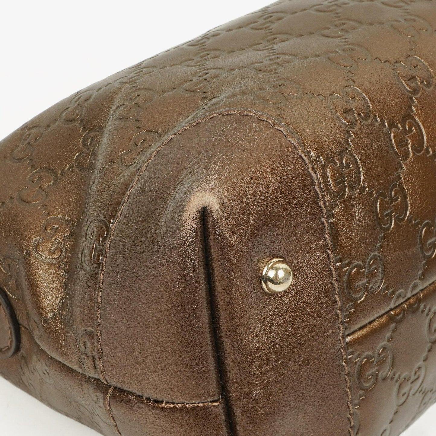 Gucci Heart Bit Hobo-Tasche aus bronzefarbenem Metallic Guccissima Leder