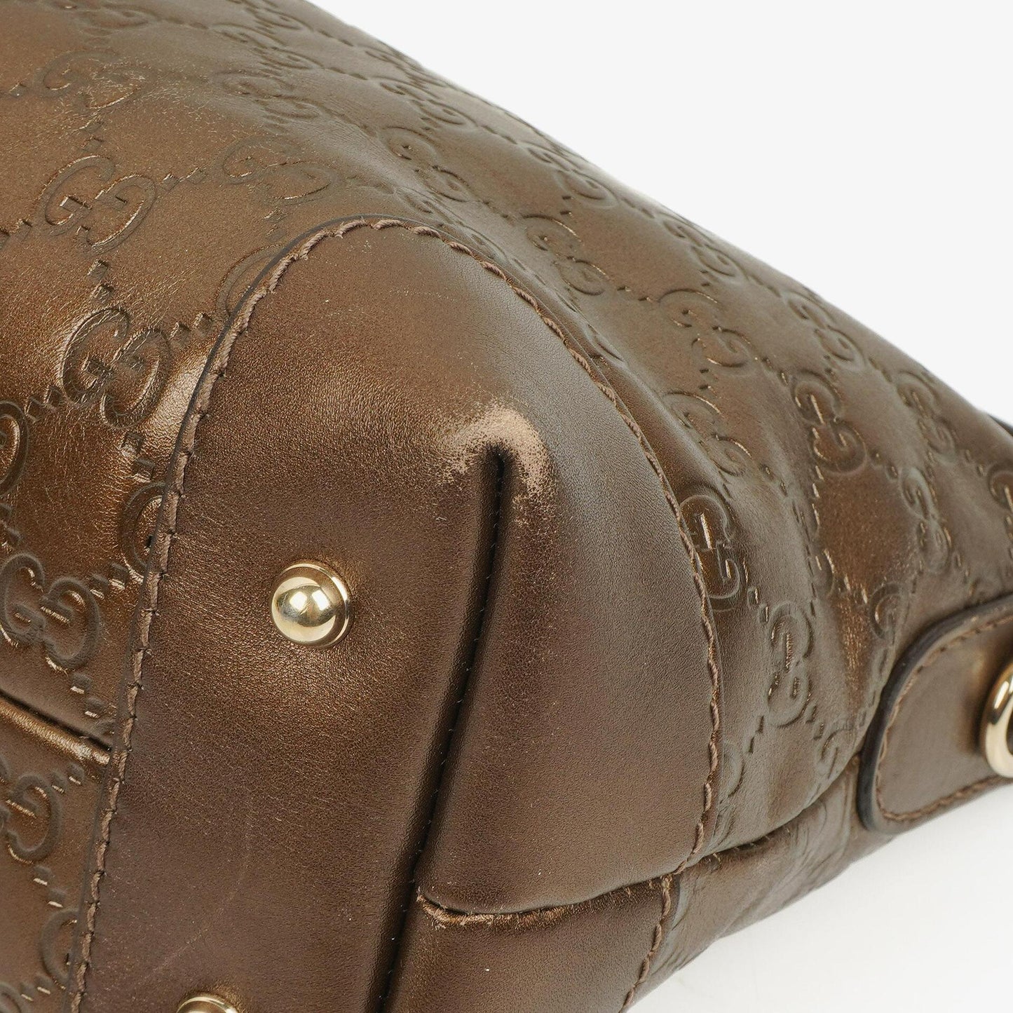 Gucci Heart Bit Hobo-Tasche aus bronzefarbenem Metallic Guccissima Leder