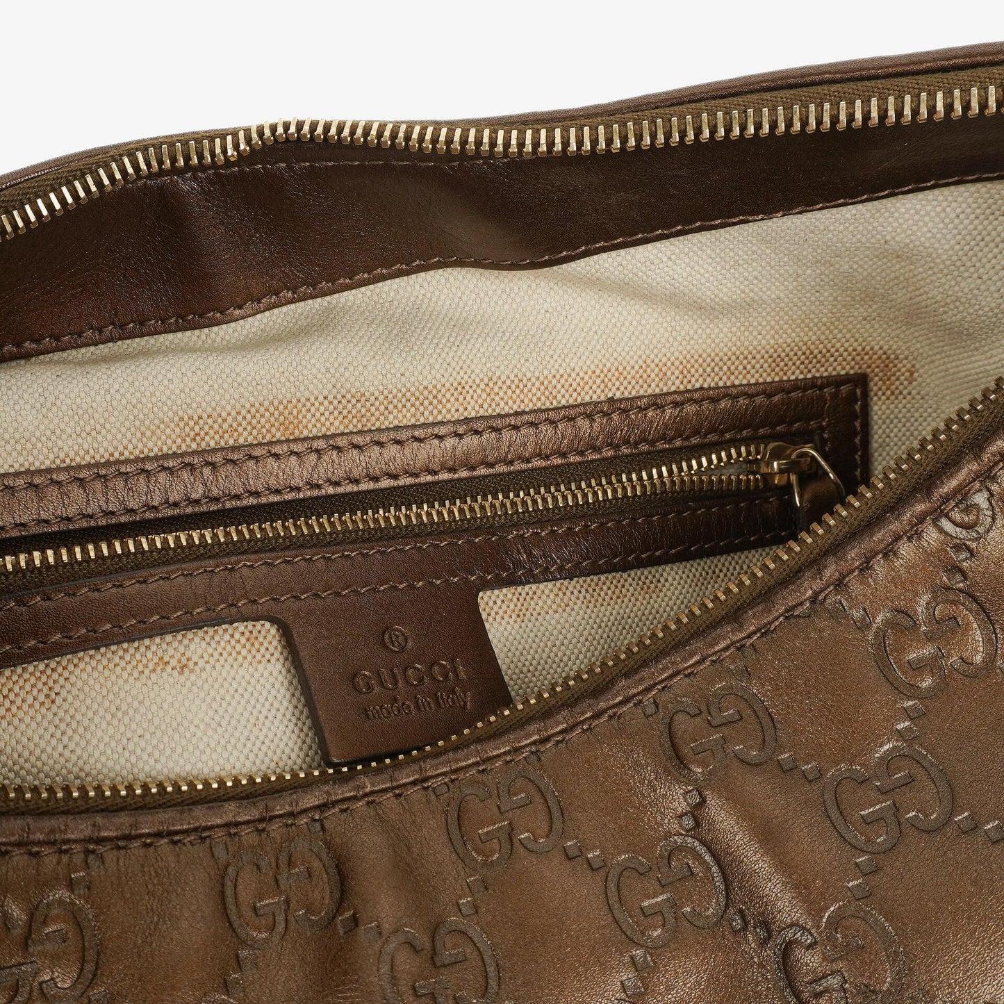 Gucci Heart Bit Hobo-Tasche aus bronzefarbenem Metallic Guccissima Leder
