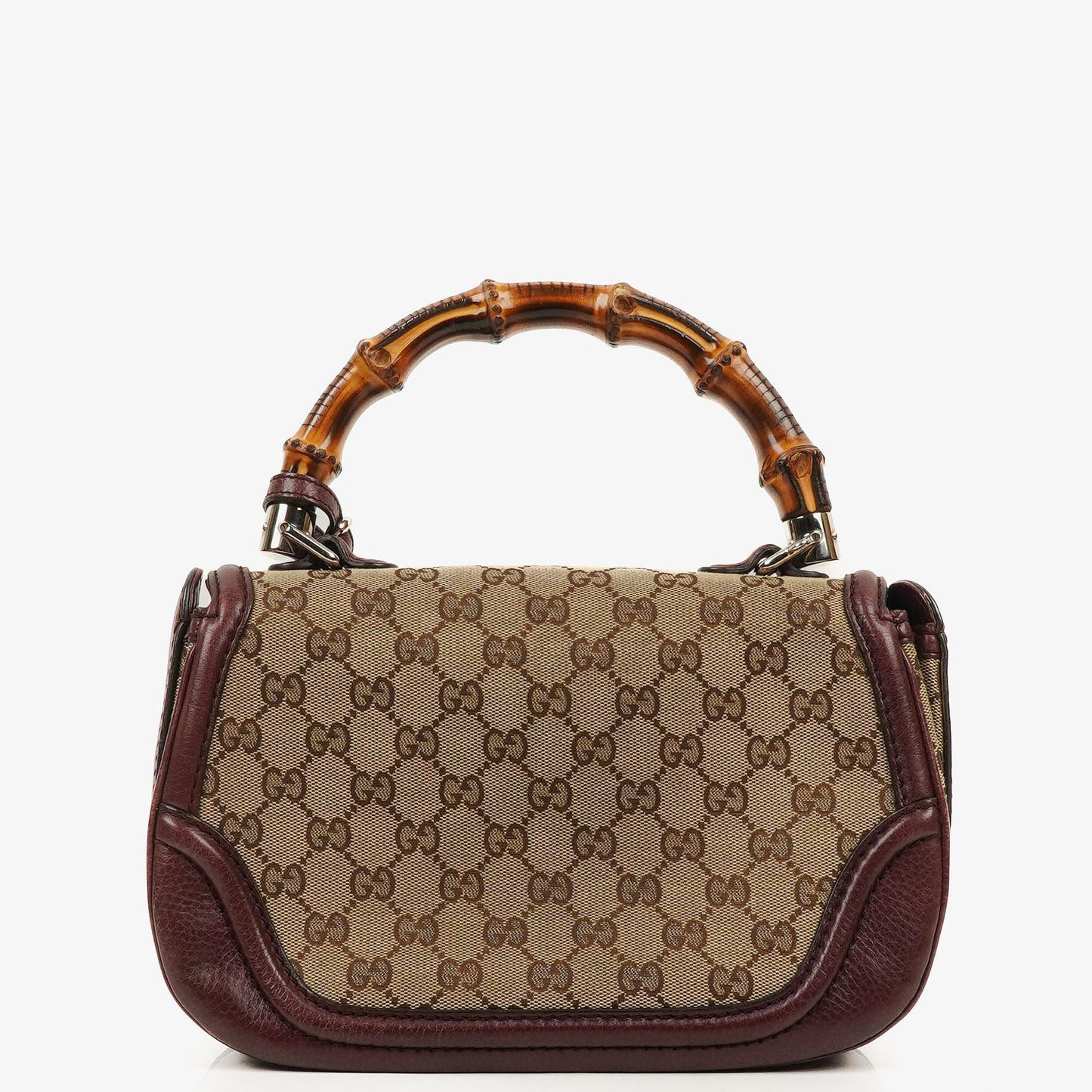 Gucci Medium New Convertible Bamboo Top Handle Tasche aus braunem GG Canvas